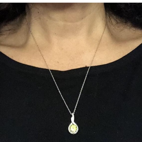 Vtge MARCELLA Peridot 🇮🇹 925 Pendant Necklace - Picture 2 of 8